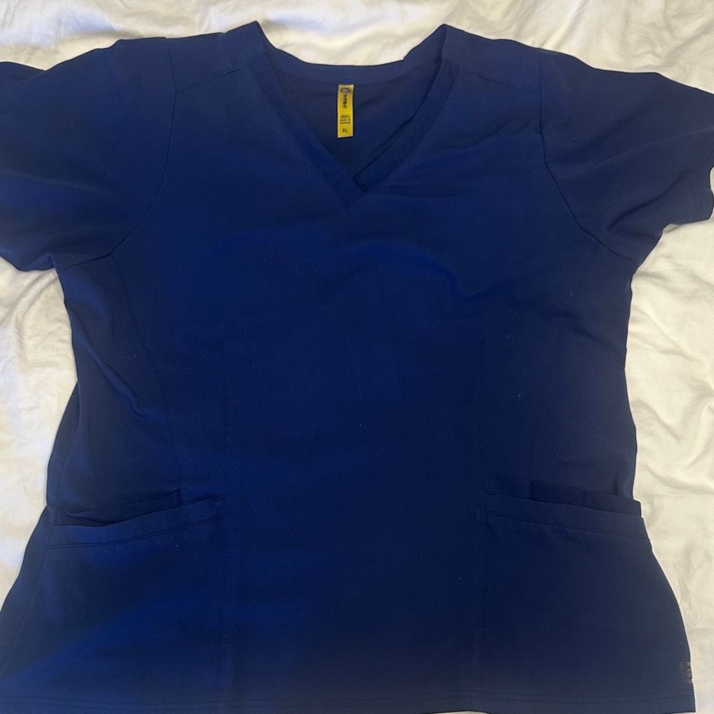 Navy Blue WonderWink V-Neck Scrub Top